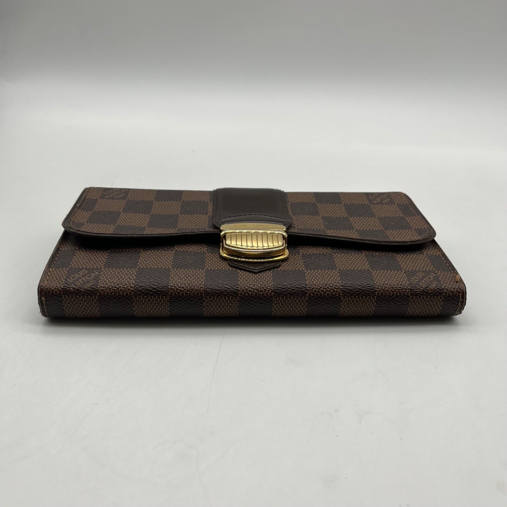 Louis Vuitton Brown Leather Damier Ebène Sistina Wallet