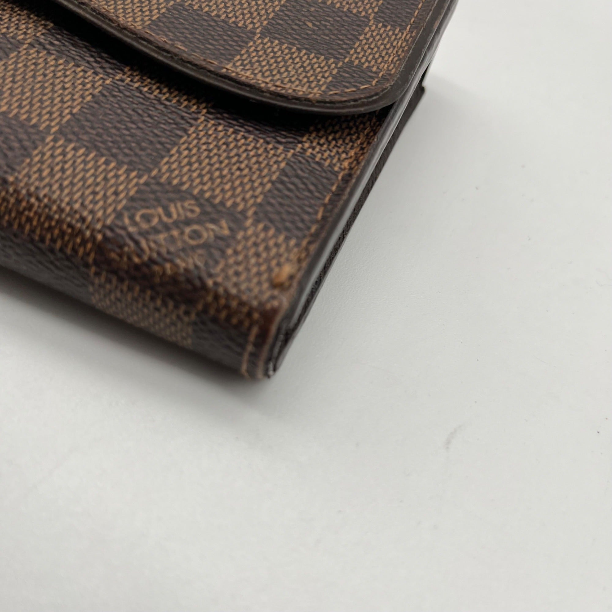 Louis Vuitton Brown Leather Damier Ebène Sistina Wallet