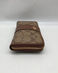 Coach Brown Coated Canvas & Leather Accordion Wallet