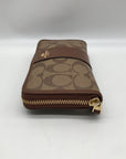 Coach Brown Coated Canvas & Leather Accordion Wallet