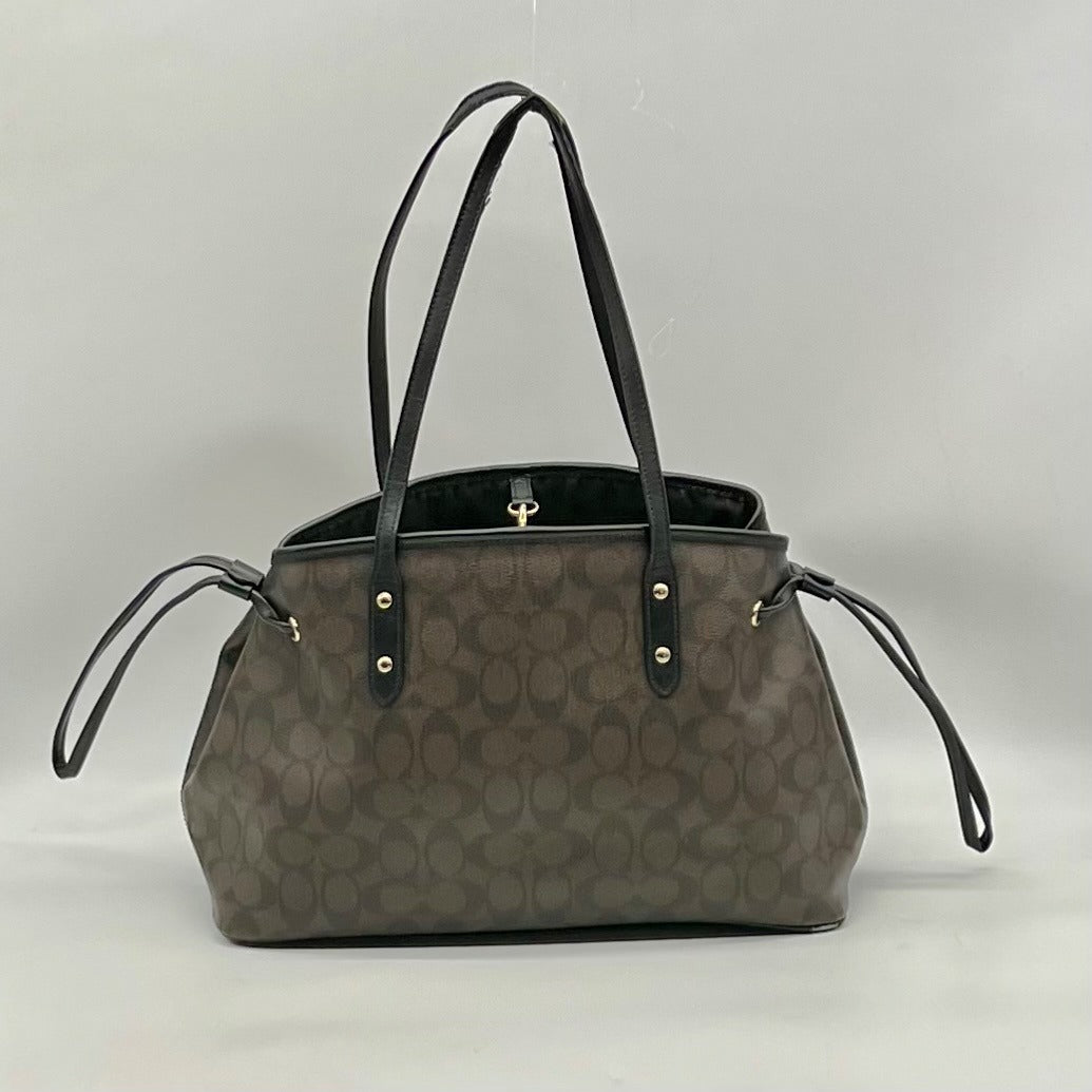 Coach Brown Signature Canvas Drawstring Carryall Shoulder Bag