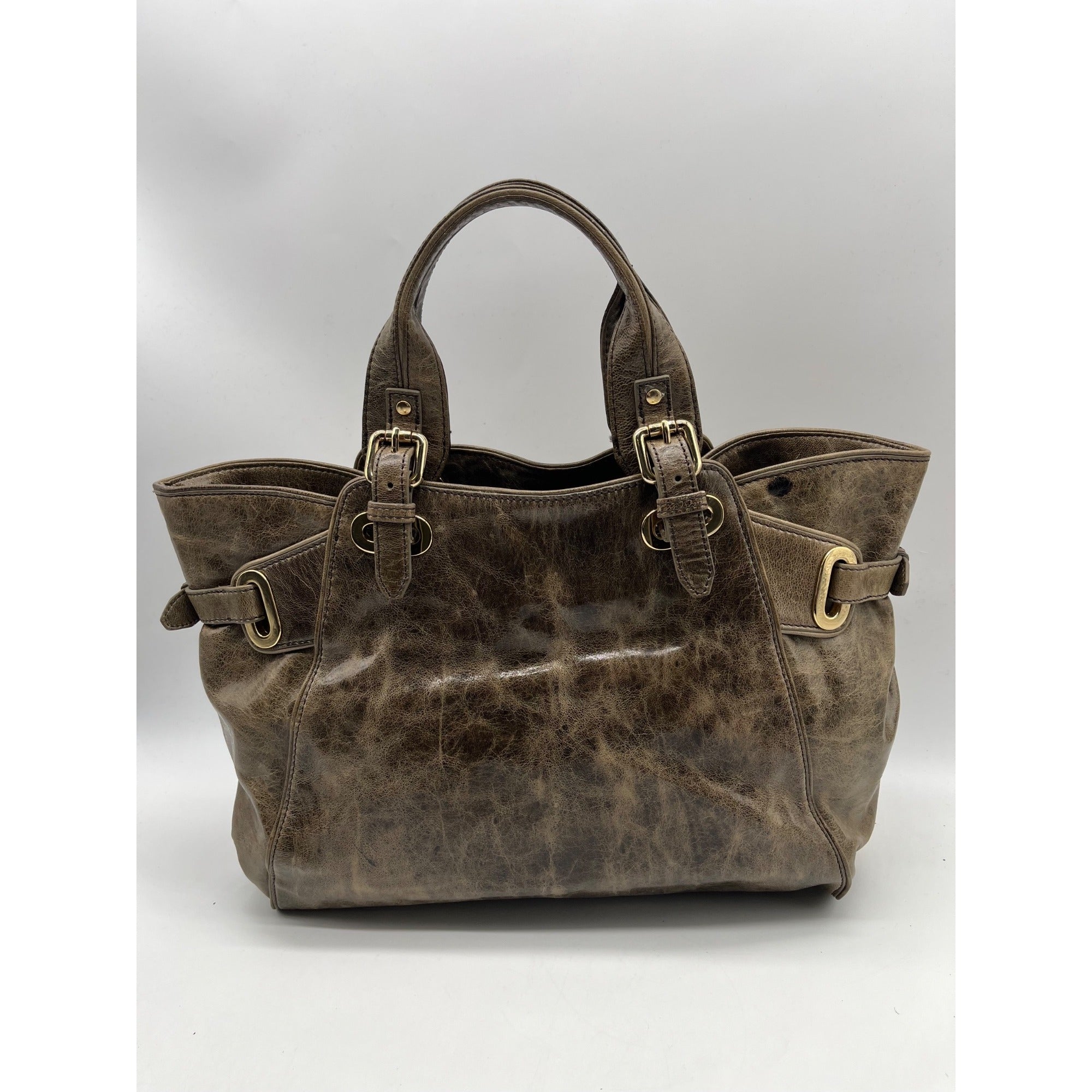 Kooba Green Distinctive Weathered Brown Leather Bag
