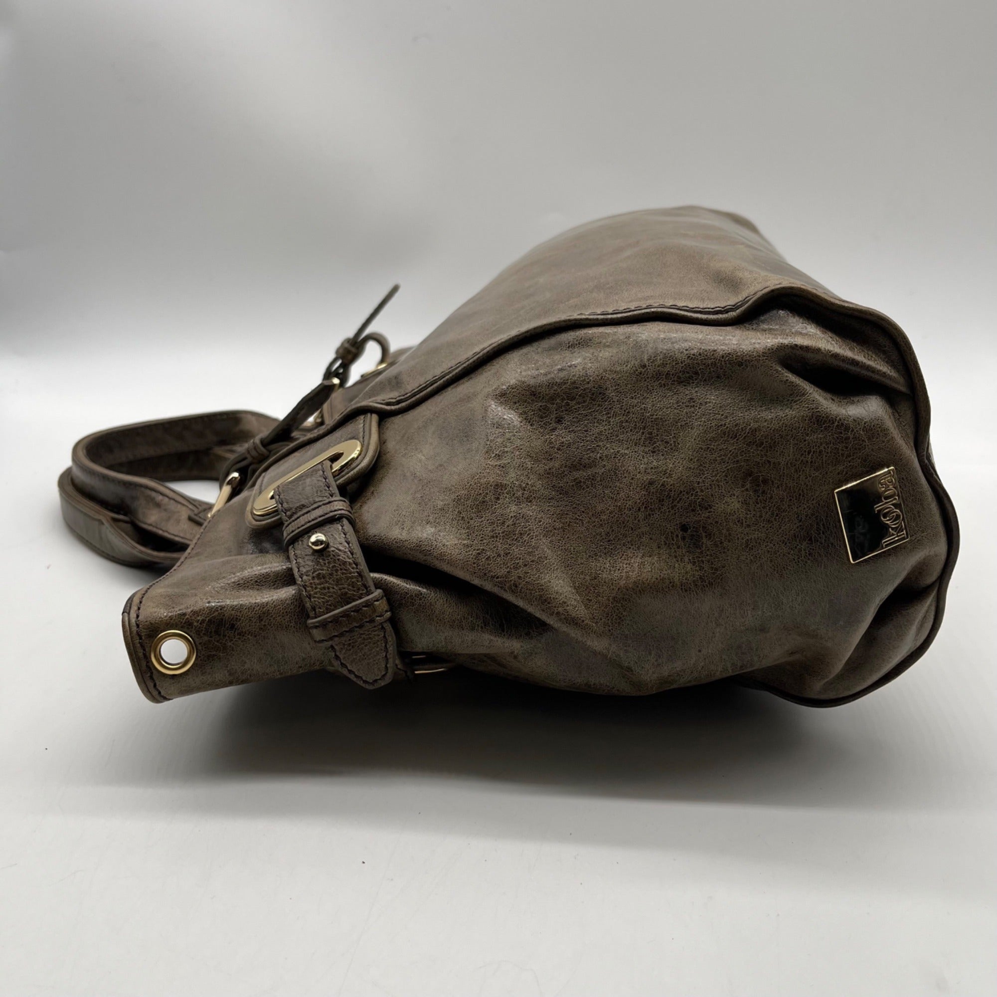 Kooba Green Distinctive Weathered Brown Leather Bag
