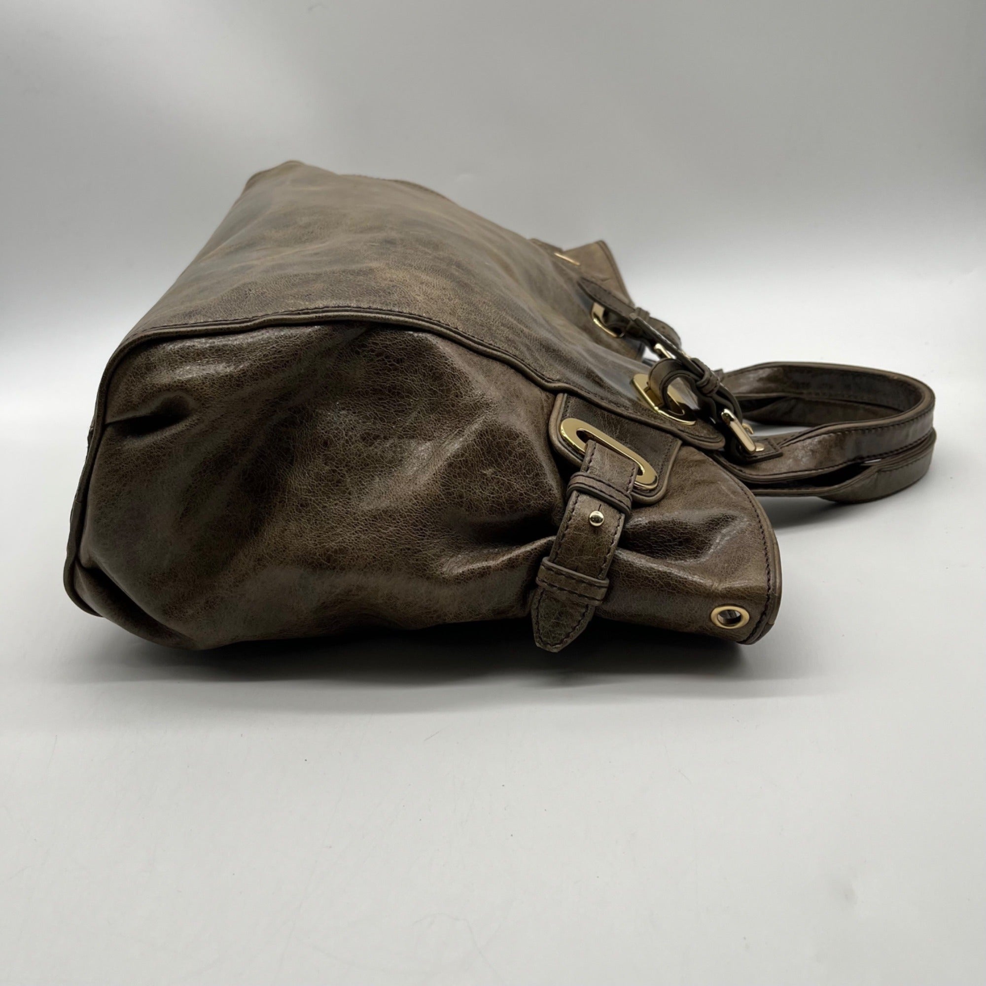 Kooba Green Distinctive Weathered Brown Leather Bag