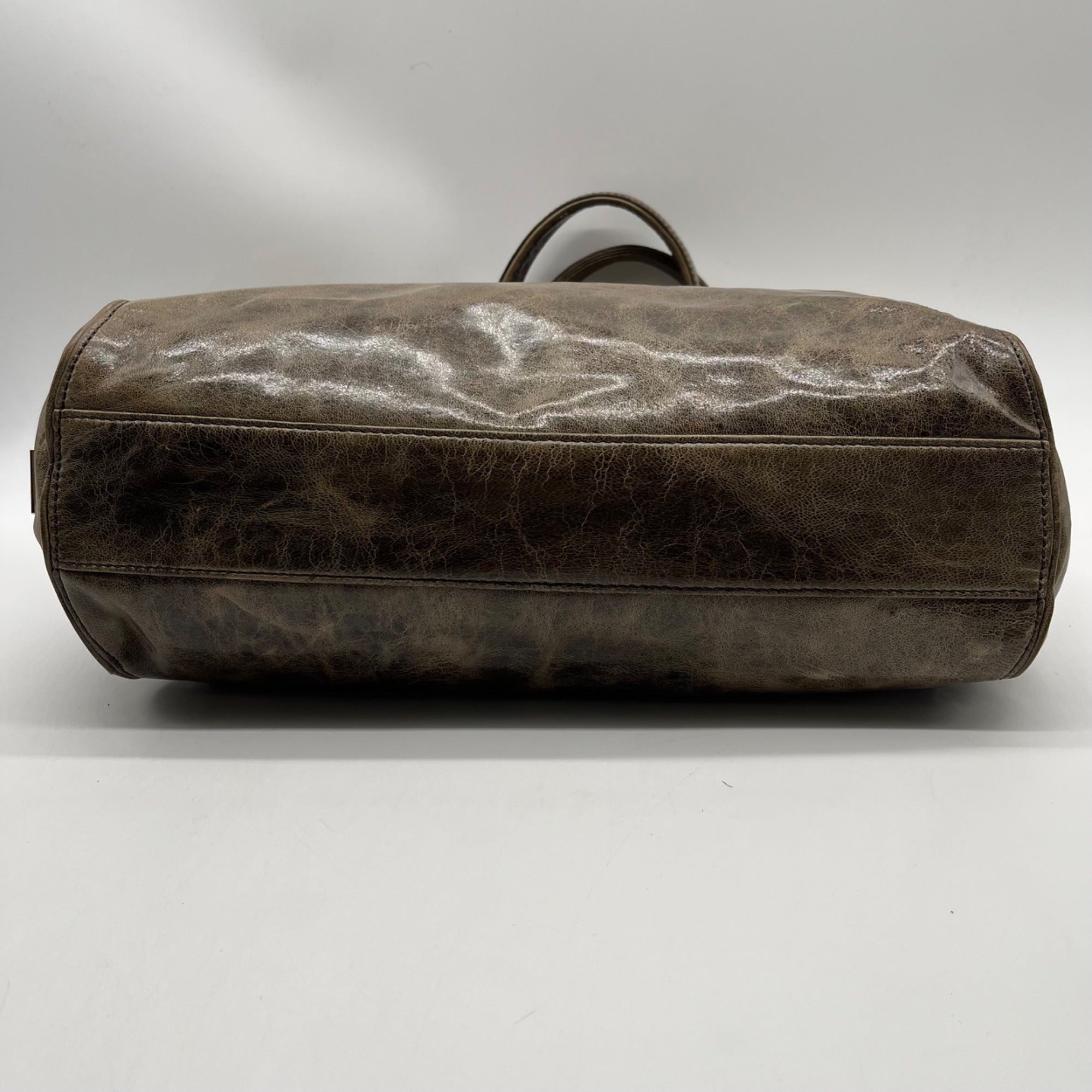 Kooba Green Distinctive Weathered Brown Leather Bag