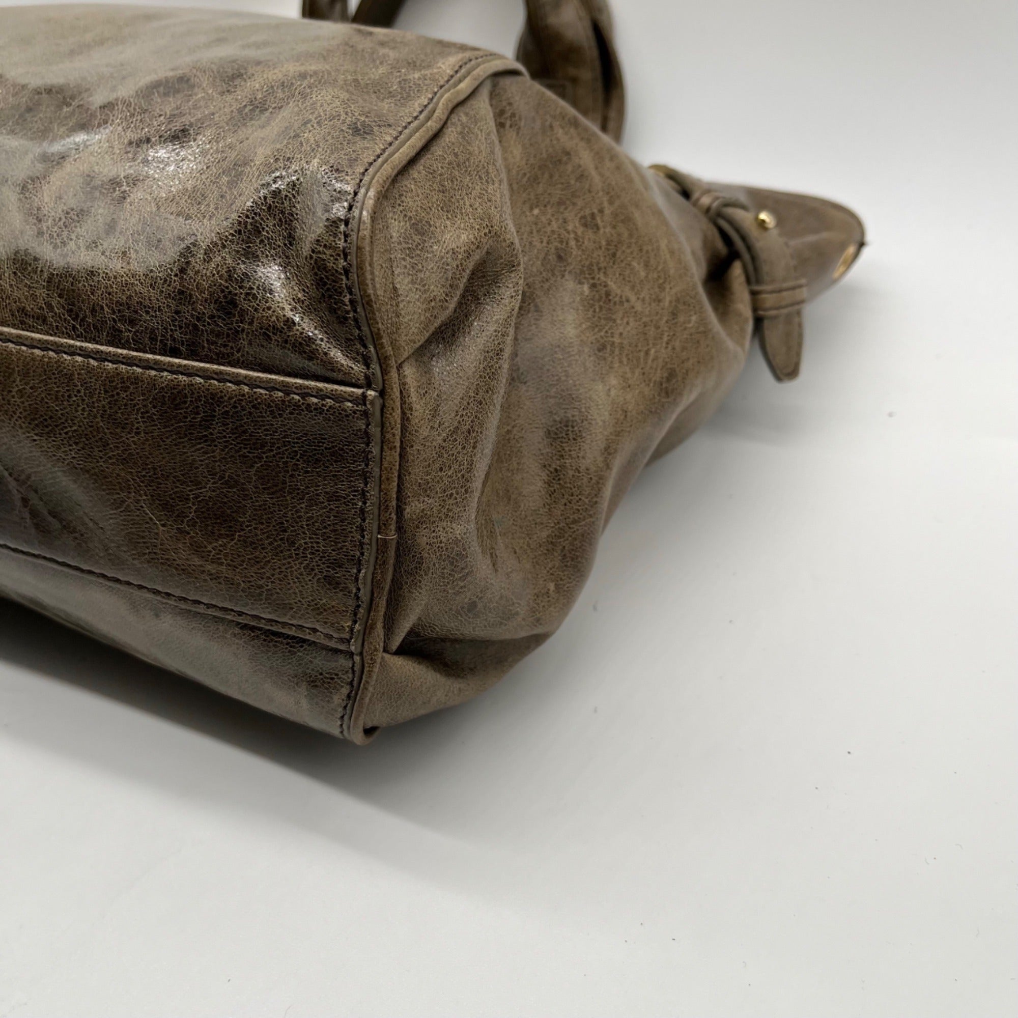 Kooba Green Distinctive Weathered Brown Leather Bag