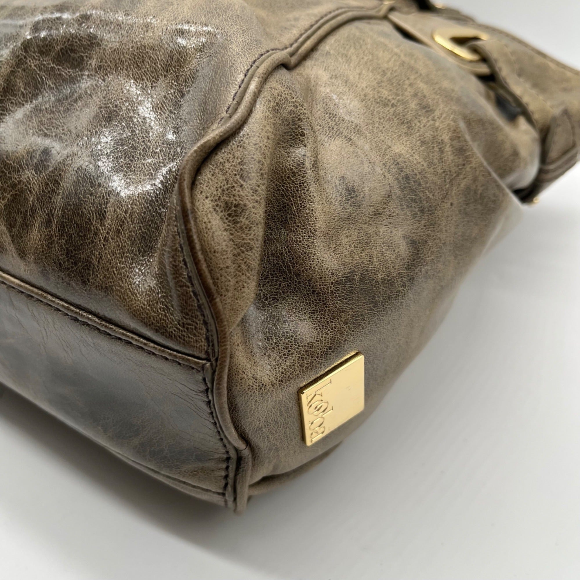 Kooba Green Distinctive Weathered Brown Leather Bag