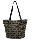 Michael Kors Beige & Black Canvas Jet Set Tote Bag