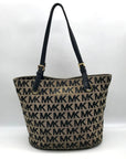 Michael Kors Beige & Black Canvas Jet Set Tote Bag