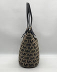 Michael Kors Beige & Black Canvas Jet Set Tote Bag