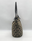 Michael Kors Beige & Black Canvas Jet Set Tote Bag