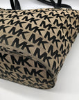 Michael Kors Beige & Black Canvas Jet Set Tote Bag