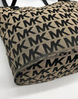 Michael Kors Beige & Black Canvas Jet Set Tote Bag
