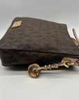 Michael Kors Brown Jet Set Monogram Messenger Shoulder Bag