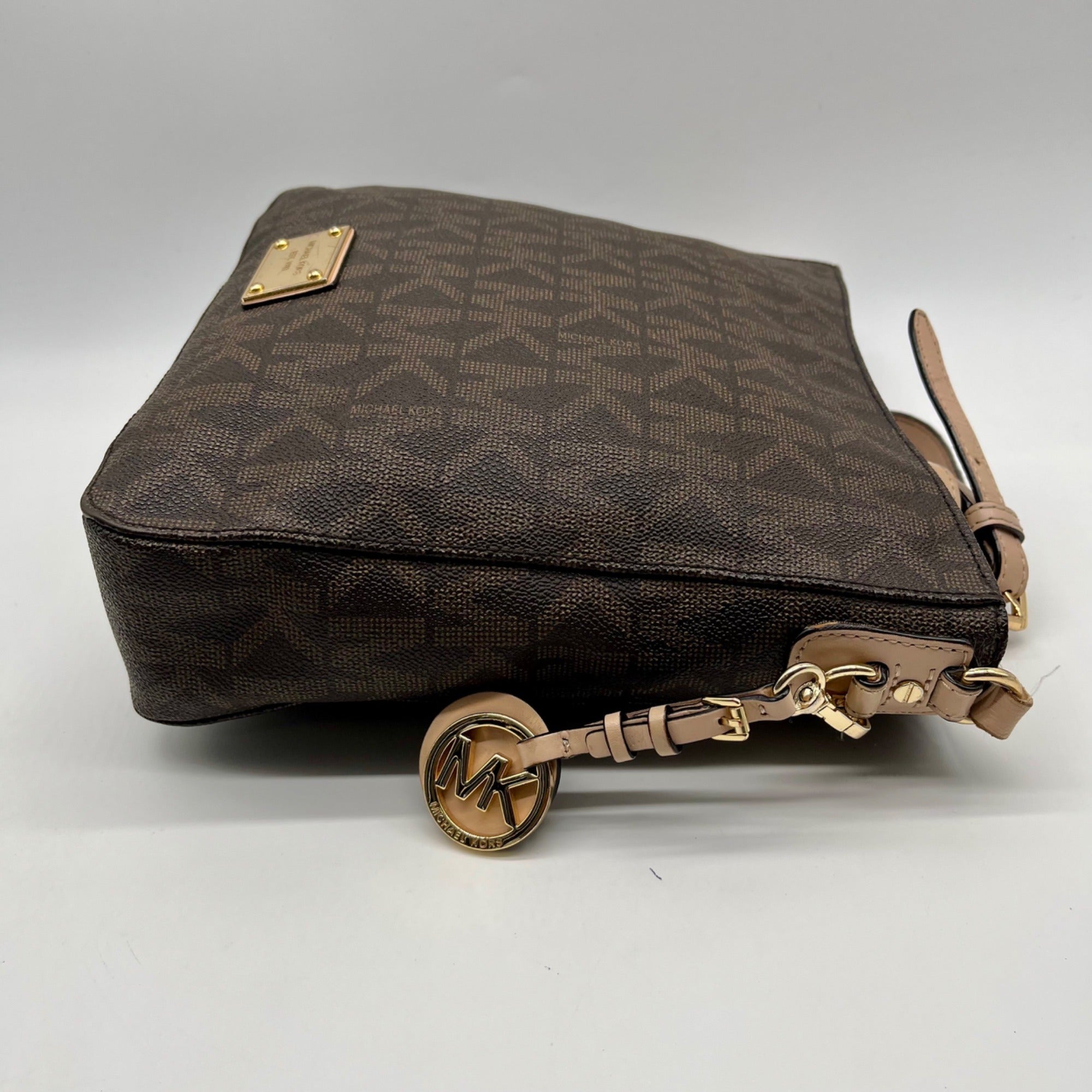 Michael Kors Brown Jet Set Monogram Messenger Shoulder Bag