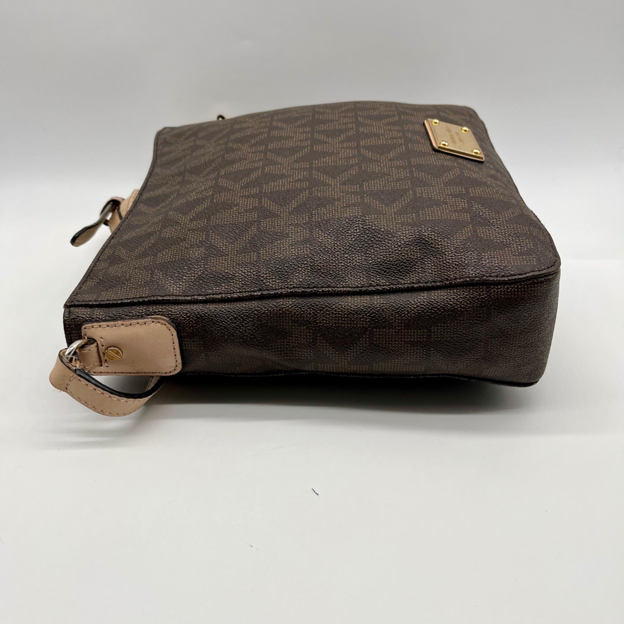 Michael Kors Brown Jet Set Monogram Messenger Shoulder Bag