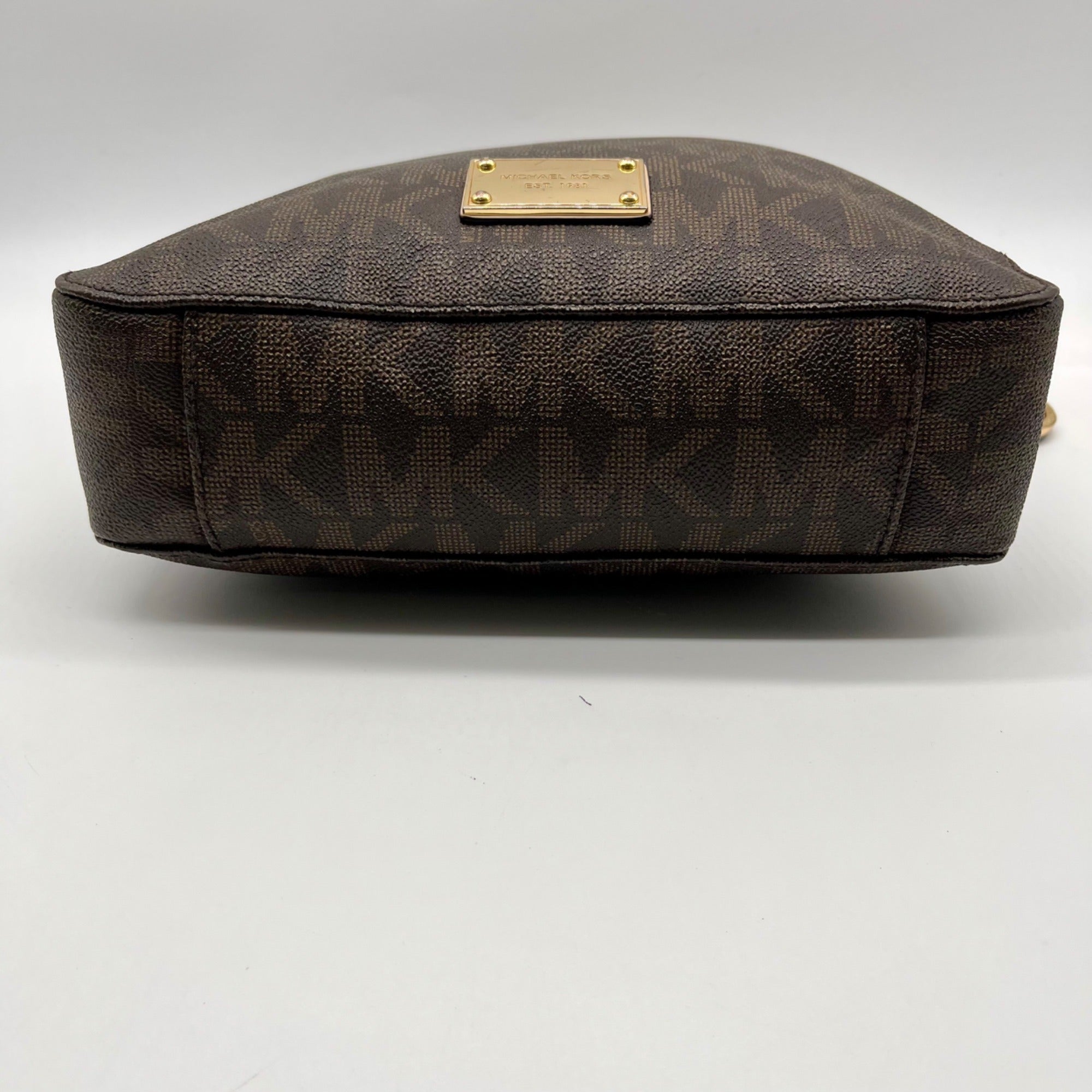 Michael Kors Brown Jet Set Monogram Messenger Shoulder Bag
