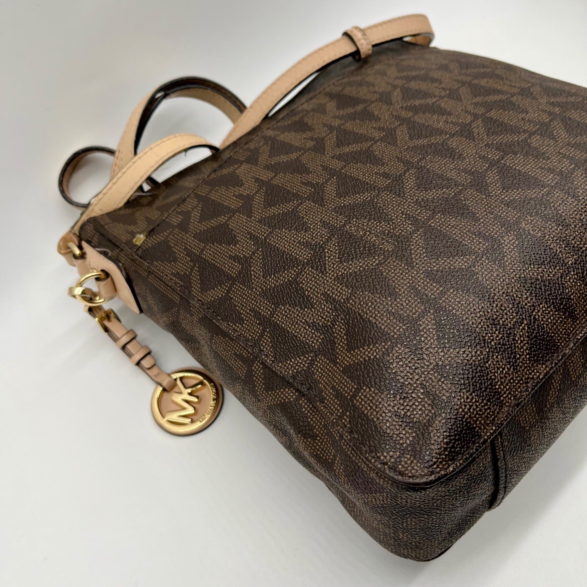 Michael Kors Brown Jet Set Monogram Messenger Shoulder Bag