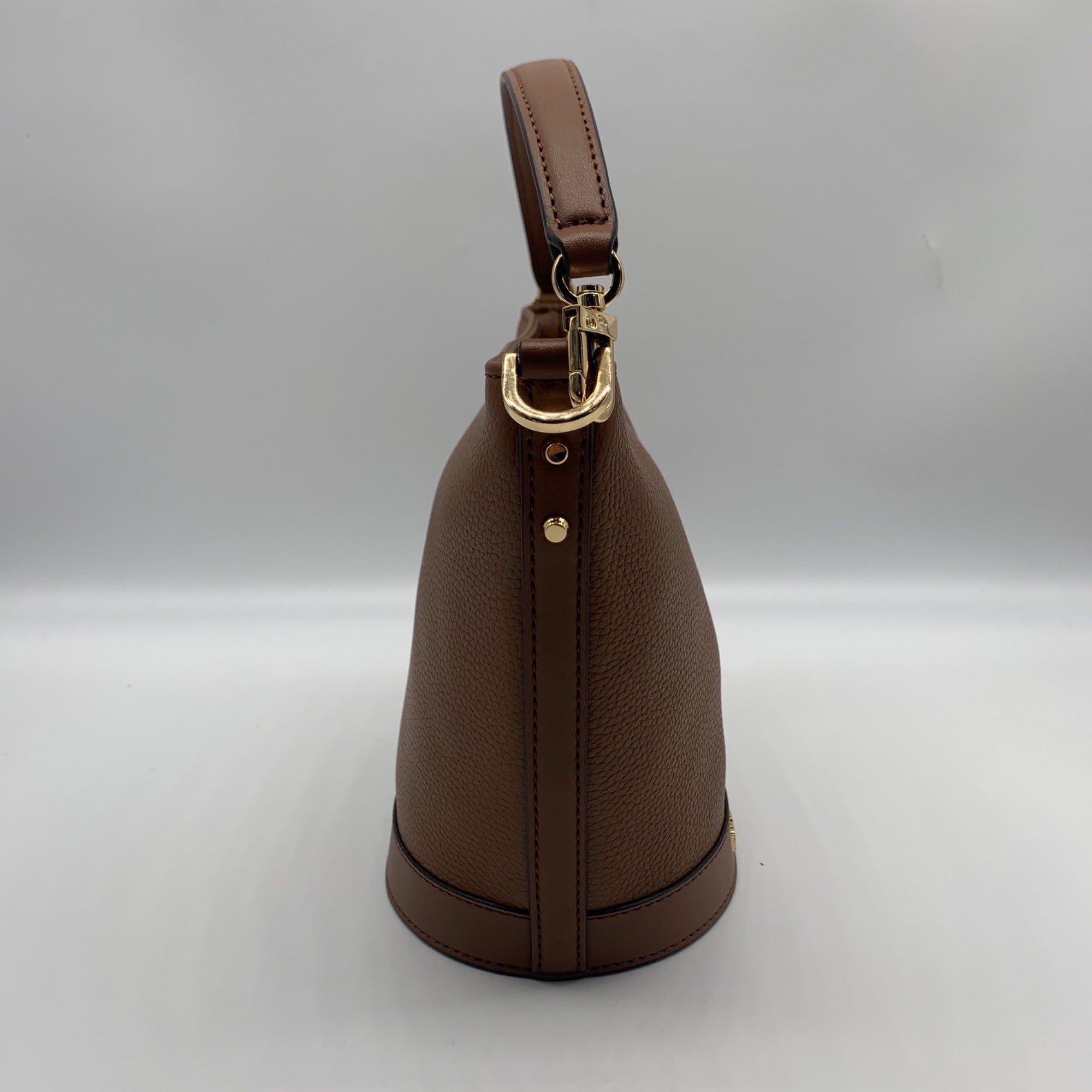 Michael Kors Brown Leather Townsend Convertible Luggage Bucket Crossbody Bag