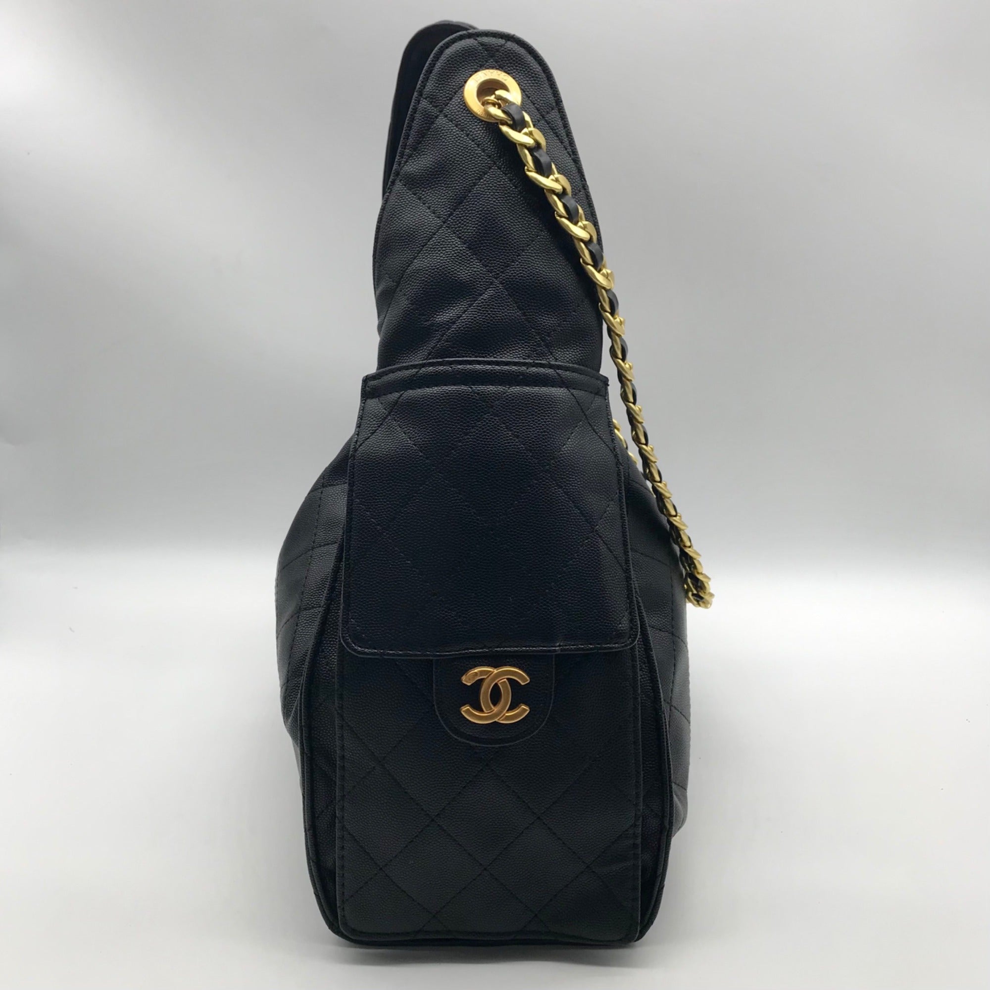 Chanel Black Calfskin Leather 25 Chain Shoulder Bag