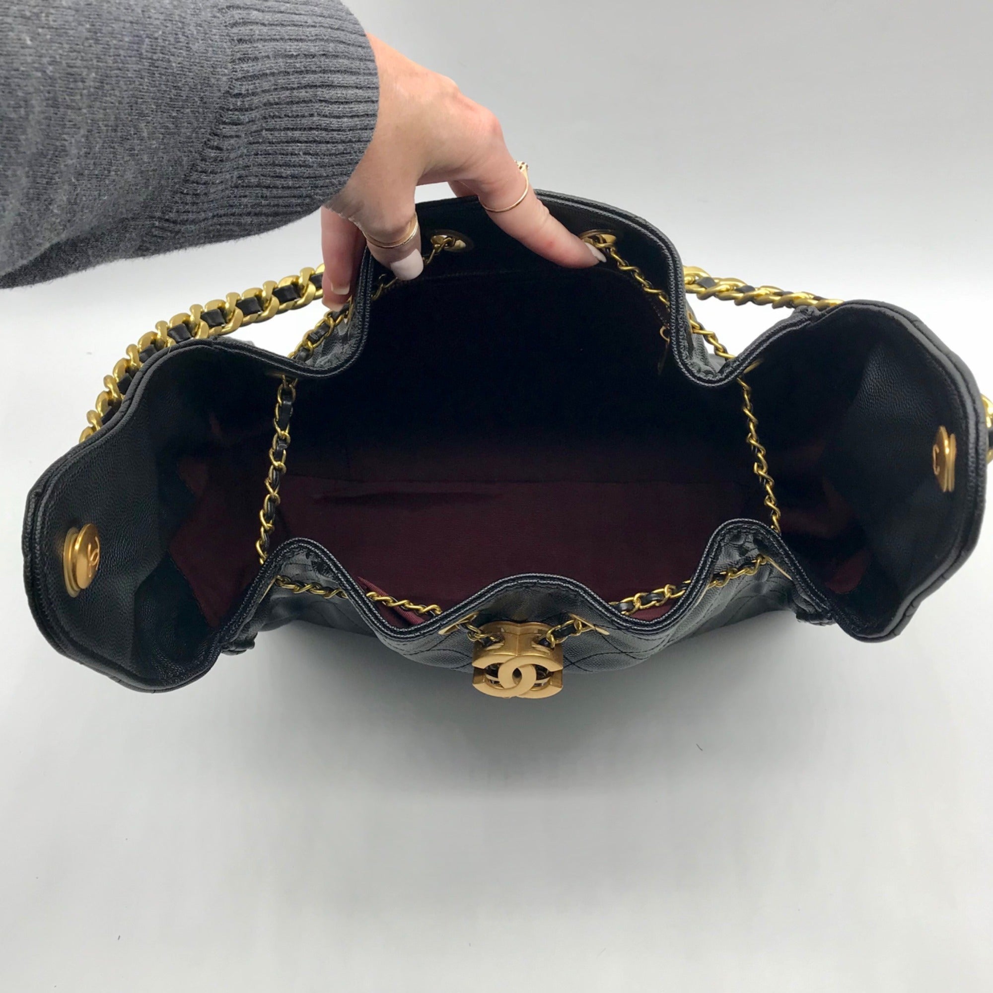 Chanel Black Calfskin Leather 25 Chain Shoulder Bag