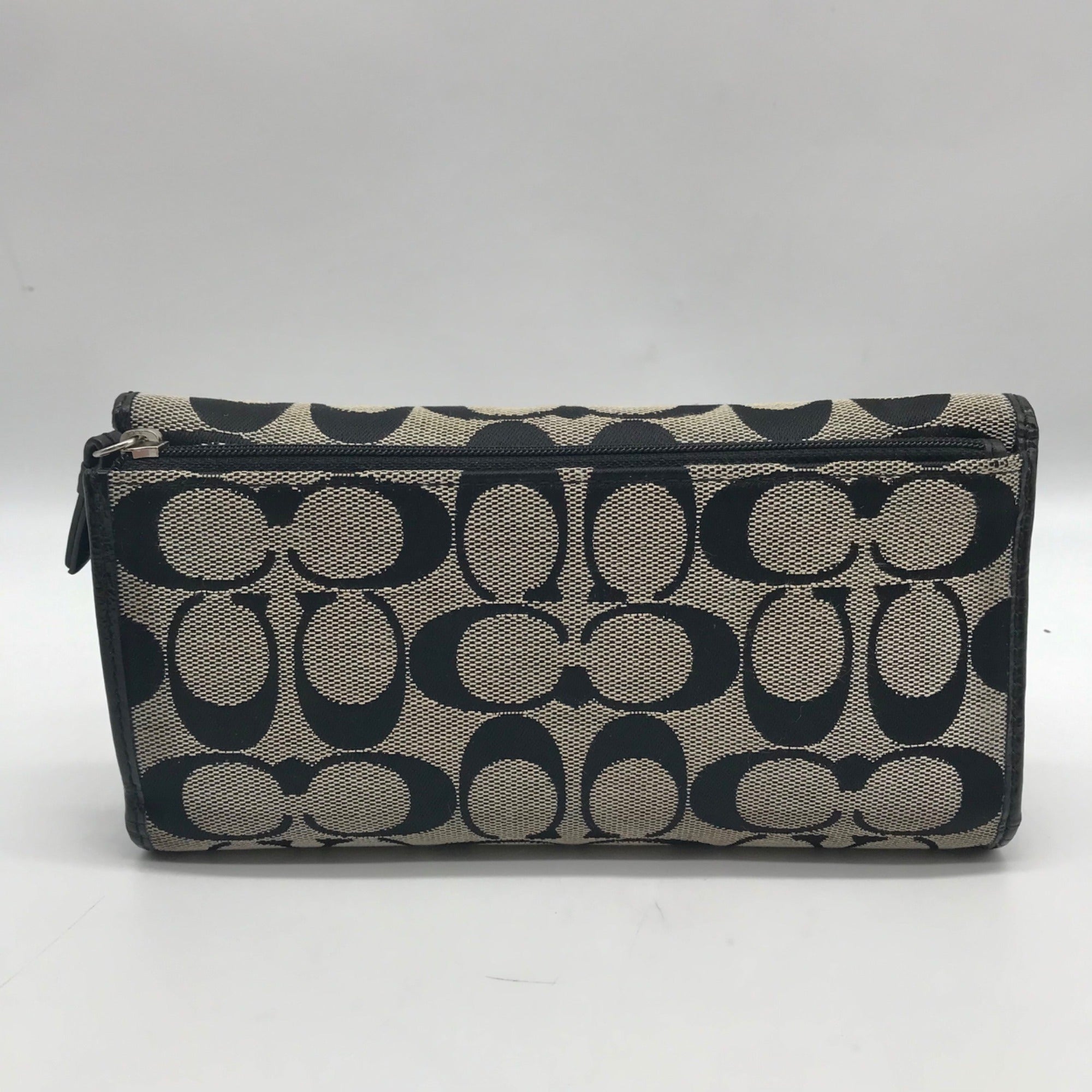Coach Gray Monogram Canvas Cinched Wallet