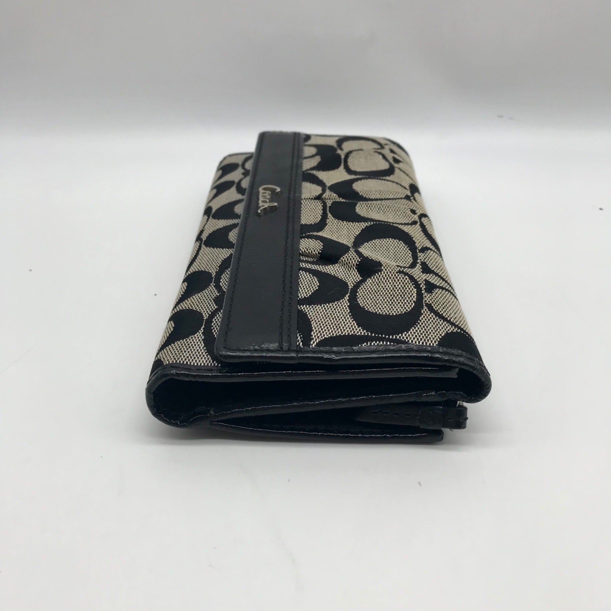 Coach Gray Monogram Canvas Cinched Wallet