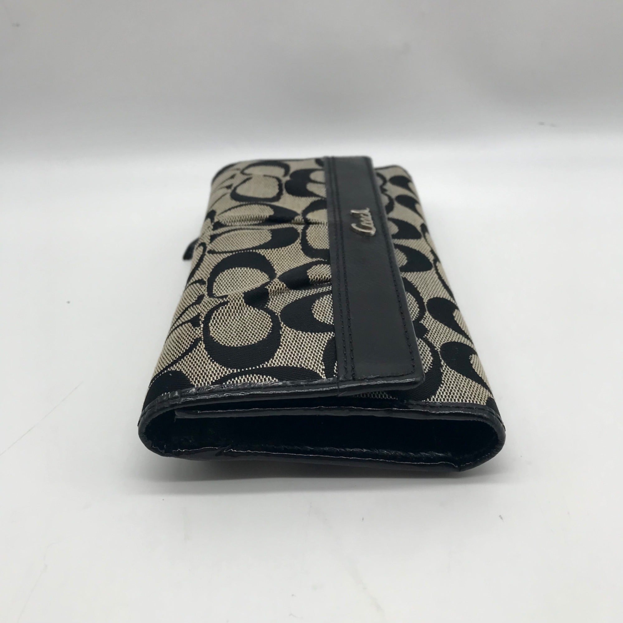 Coach Gray Monogram Canvas Cinched Wallet