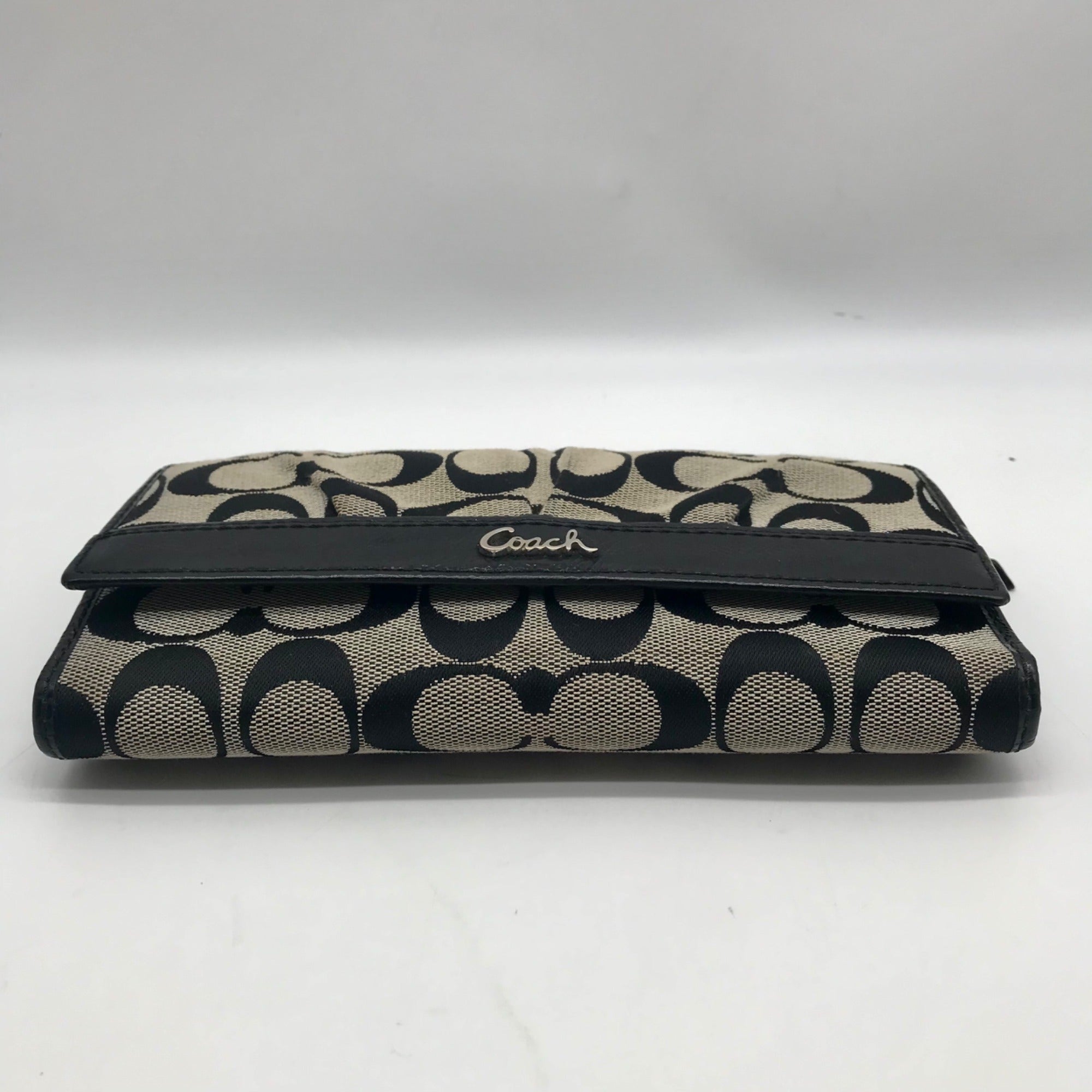 Coach Gray Monogram Canvas Cinched Wallet