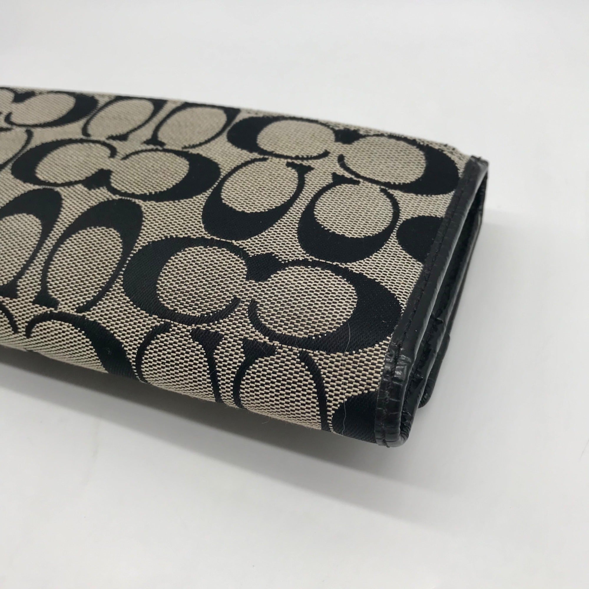 Coach Gray Monogram Canvas Cinched Wallet