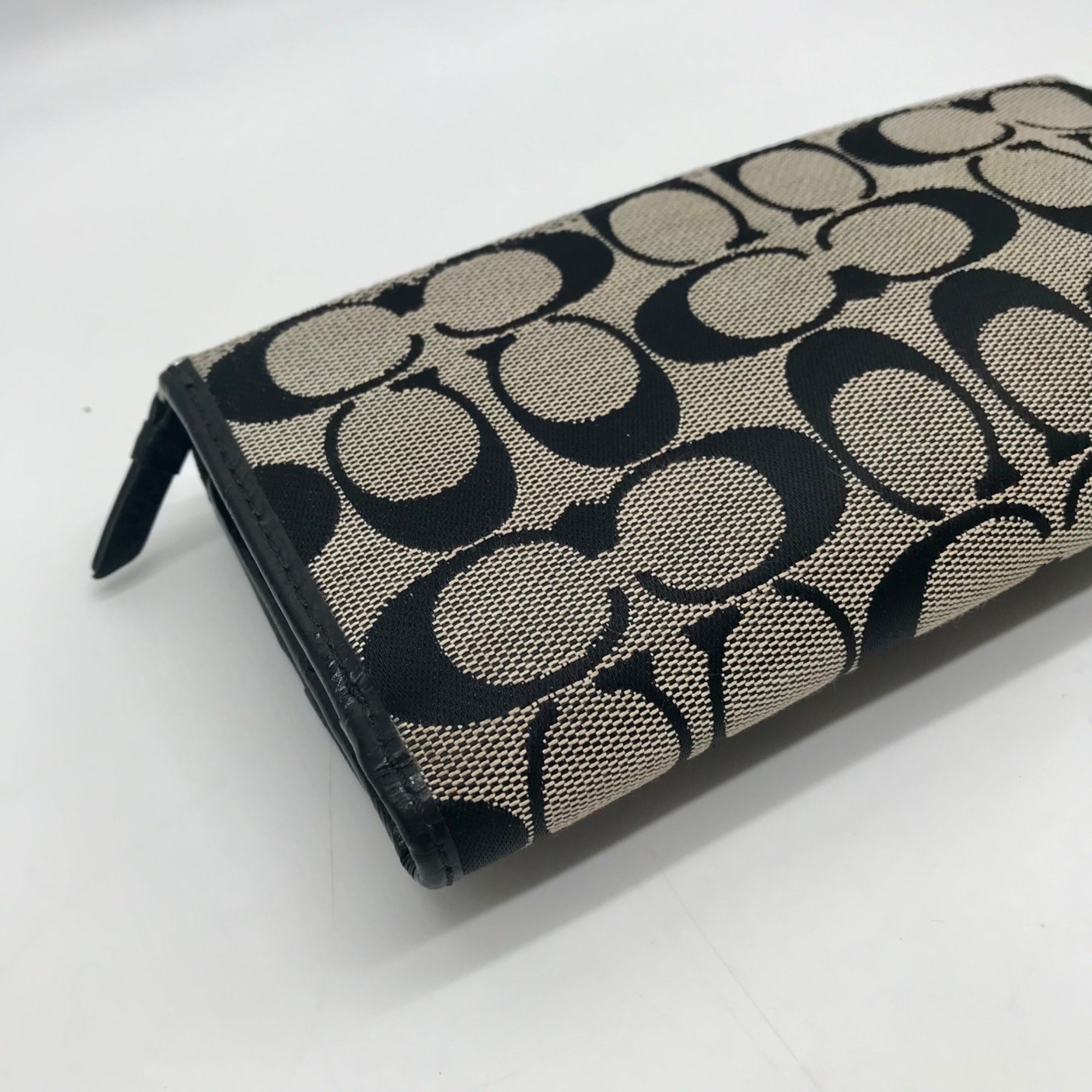 Coach Gray Monogram Canvas Cinched Wallet