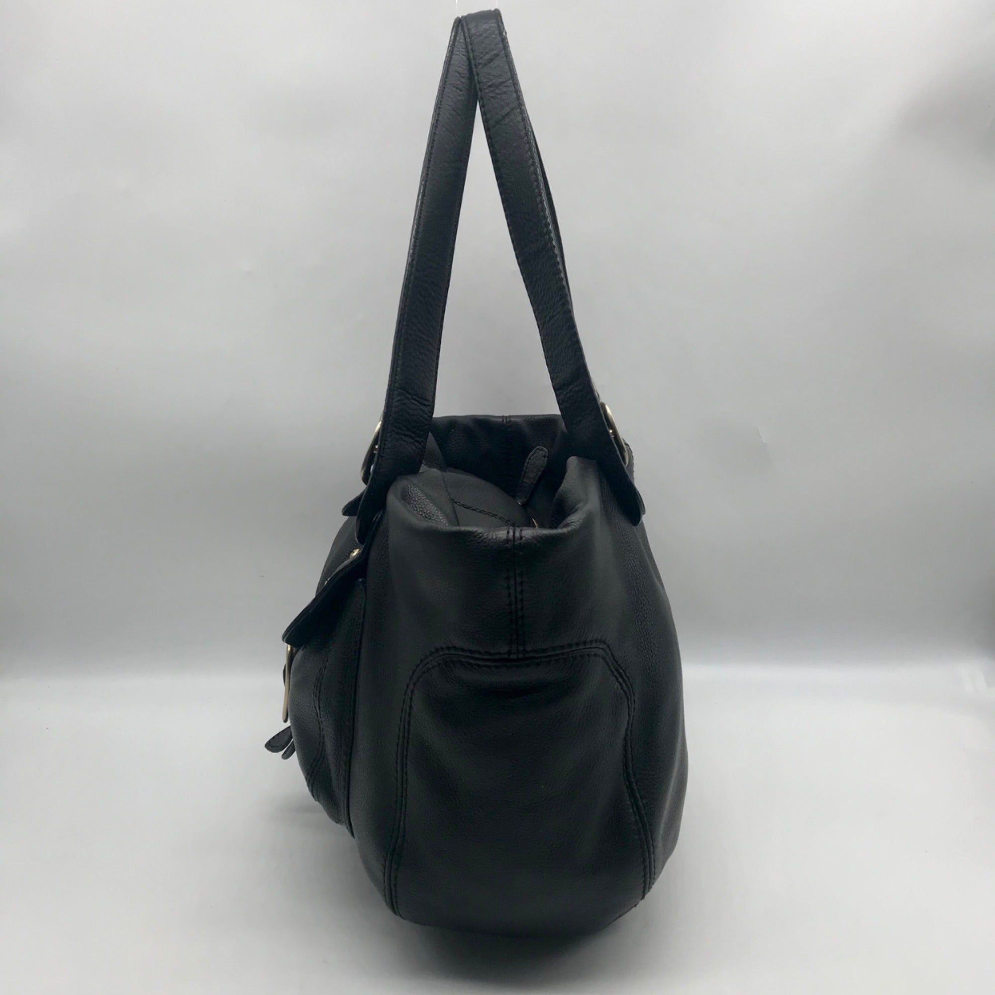 Michael Kors Black Pebbled Leather Hudson Downtown Tote Bag
