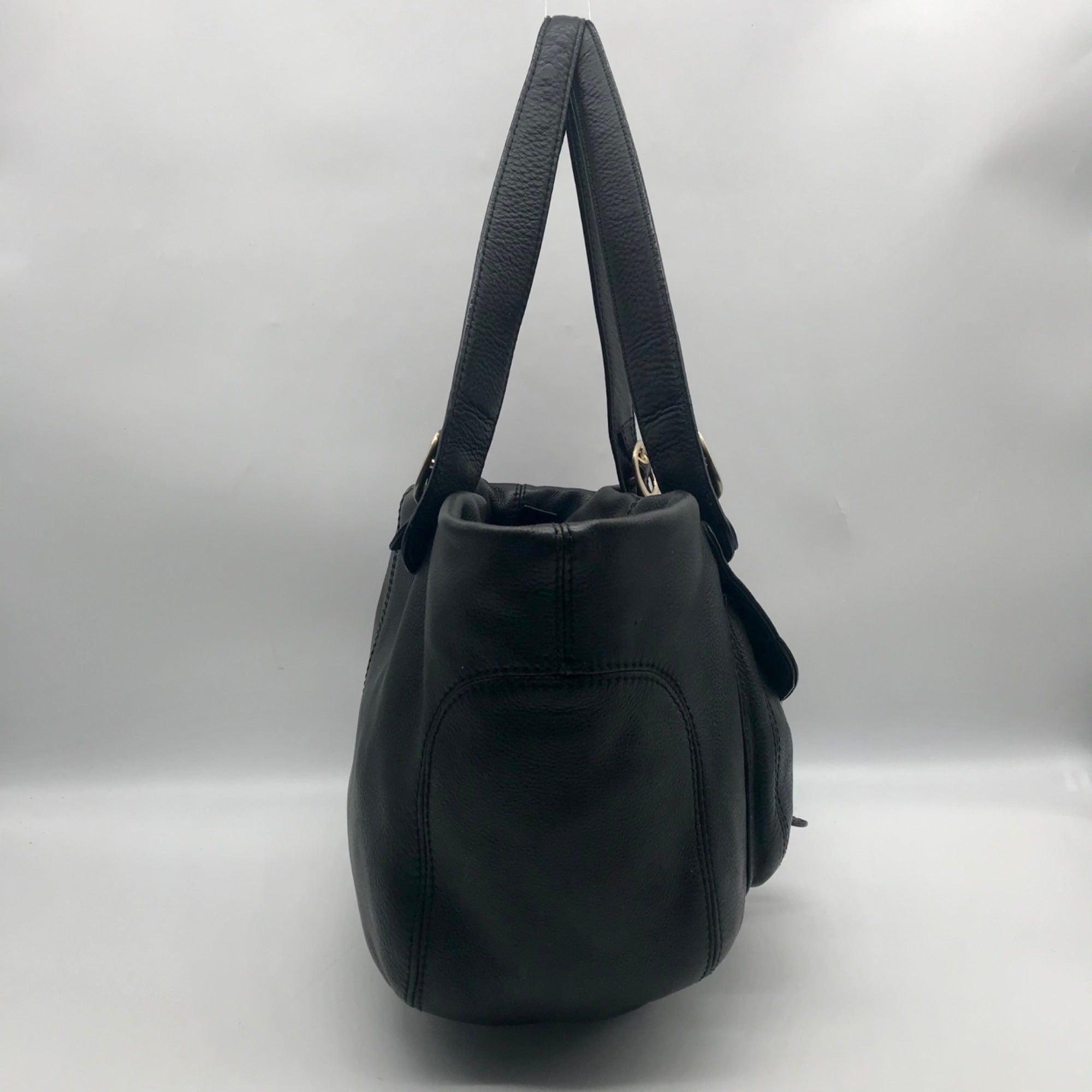Michael Kors Black Pebbled Leather Hudson Downtown Tote Bag