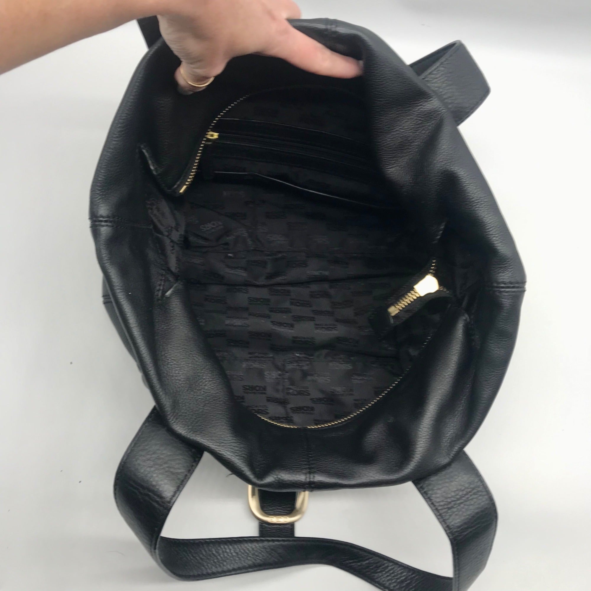 Michael Kors Black Pebbled Leather Hudson Downtown Tote Bag