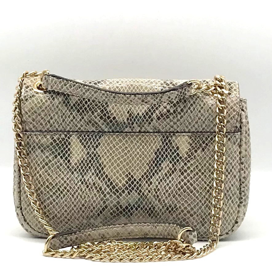 Michael Kors Beige Embossed Leather Carine Shoulder Bag