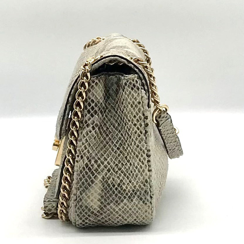 Michael Kors Beige Embossed Leather Carine Shoulder Bag
