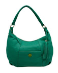Issac Mizrahi Green Pebbled Leather Hobo Bag