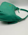 Issac Mizrahi Green Pebbled Leather Hobo Bag