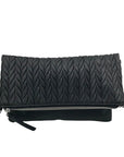 Stella & Dot Black Faux Leather Waverly Petite Braided Crossbody Bag