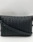 Stella & Dot Black Faux Leather Waverly Petite Braided Crossbody Bag