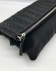 Stella & Dot Black Faux Leather Waverly Petite Braided Crossbody Bag