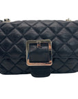 Marina Rinaldi Black Quilted Caviar Flap Crossbody