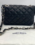 Marina Rinaldi Black Quilted Caviar Flap Crossbody