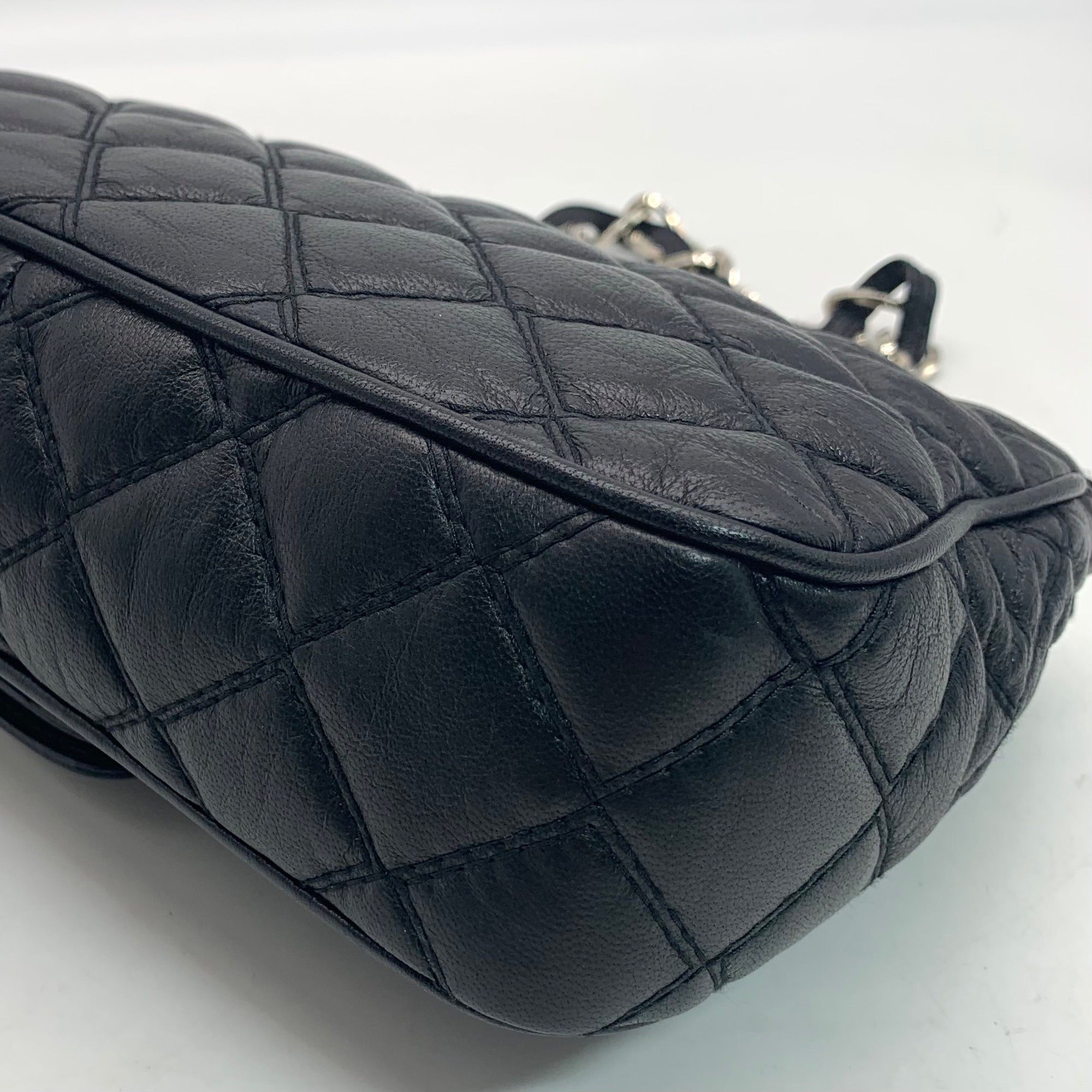 Marina Rinaldi Black Quilted Caviar Flap Crossbody