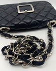 Marina Rinaldi Black Quilted Caviar Flap Crossbody