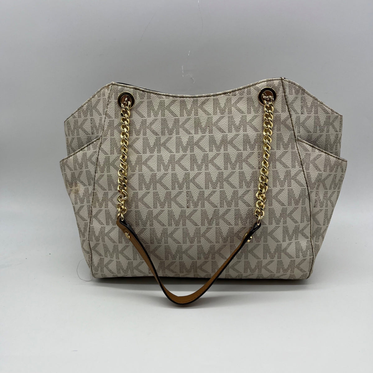 Michael Kors Beige Signature Logo-Print Shoulder Bag
