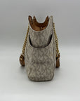 Michael Kors Beige Signature Logo-Print Shoulder Bag