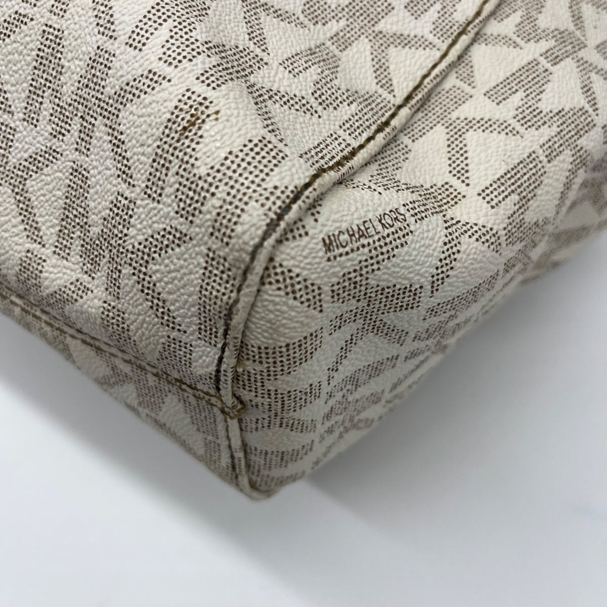 Michael Kors Beige Signature Logo-Print Shoulder Bag