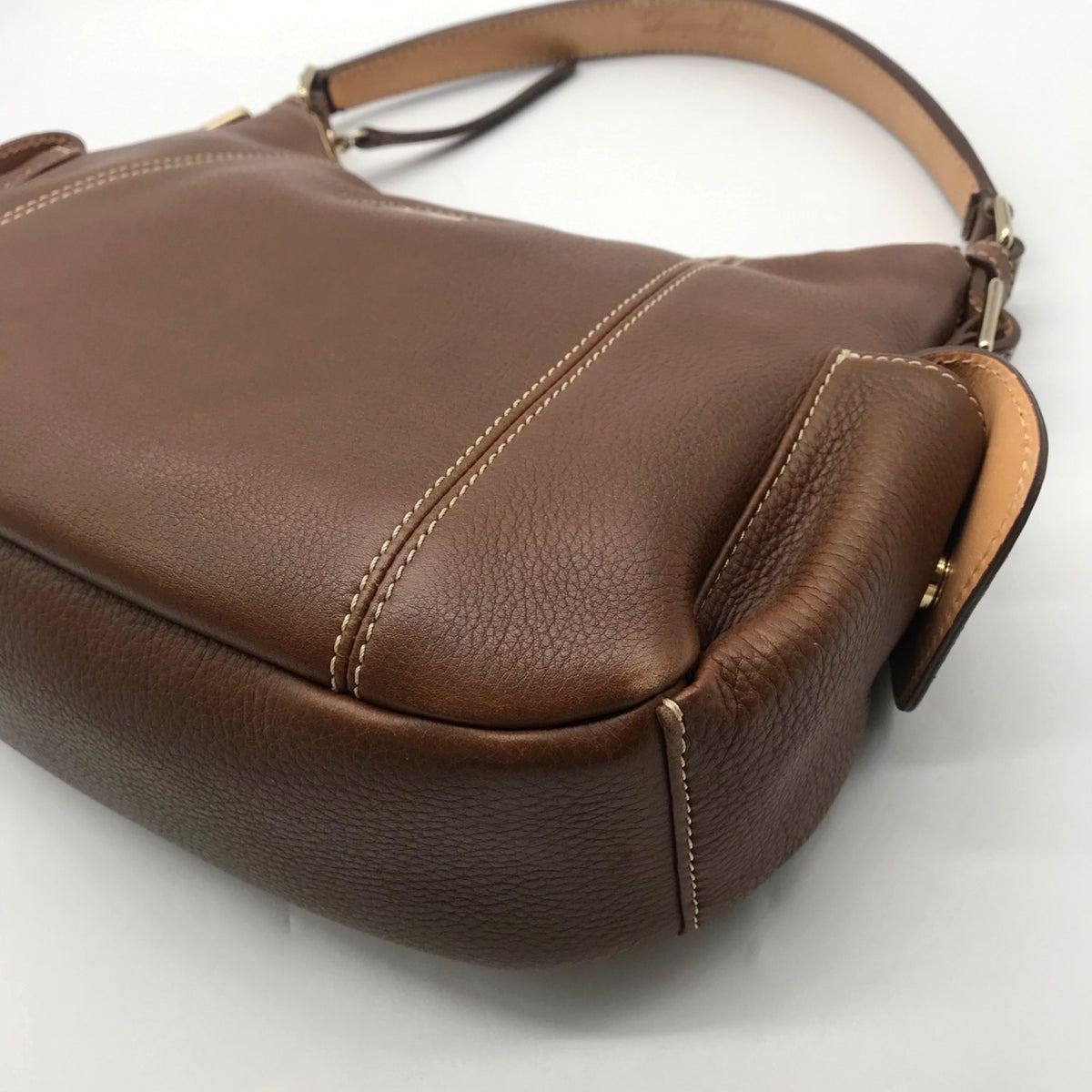 Dooney &amp; Bourke Brown Pebbled Leather Shoulder Hobo Bag