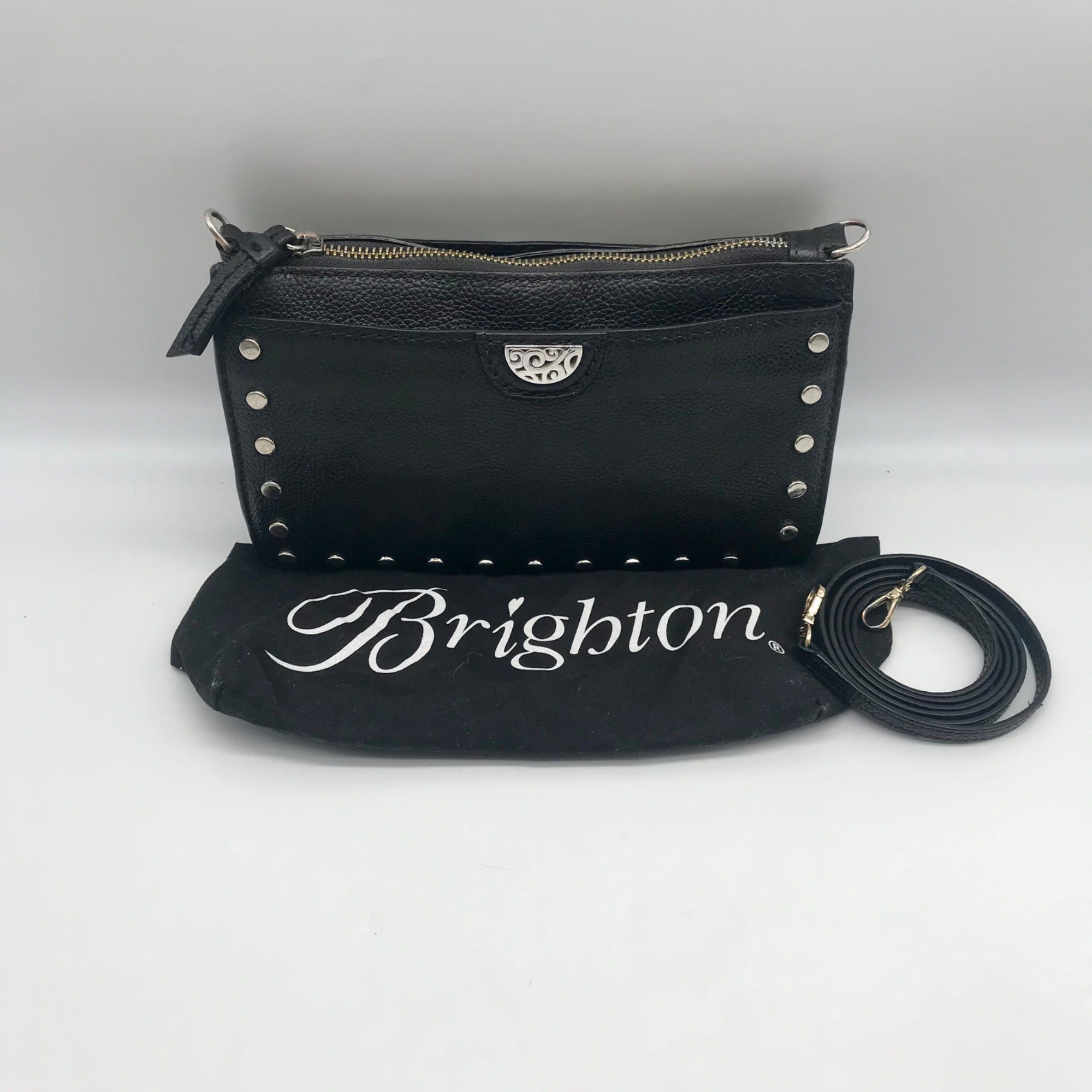 Brighton Black Pebbled Leather Preety Tough Rox Crossbody